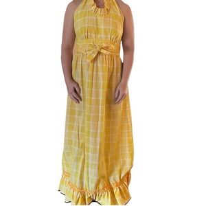 Vintage 1973 Halter Wrap Maxi Dress Resort Beach Pool Prom Handmade Sz 8-10